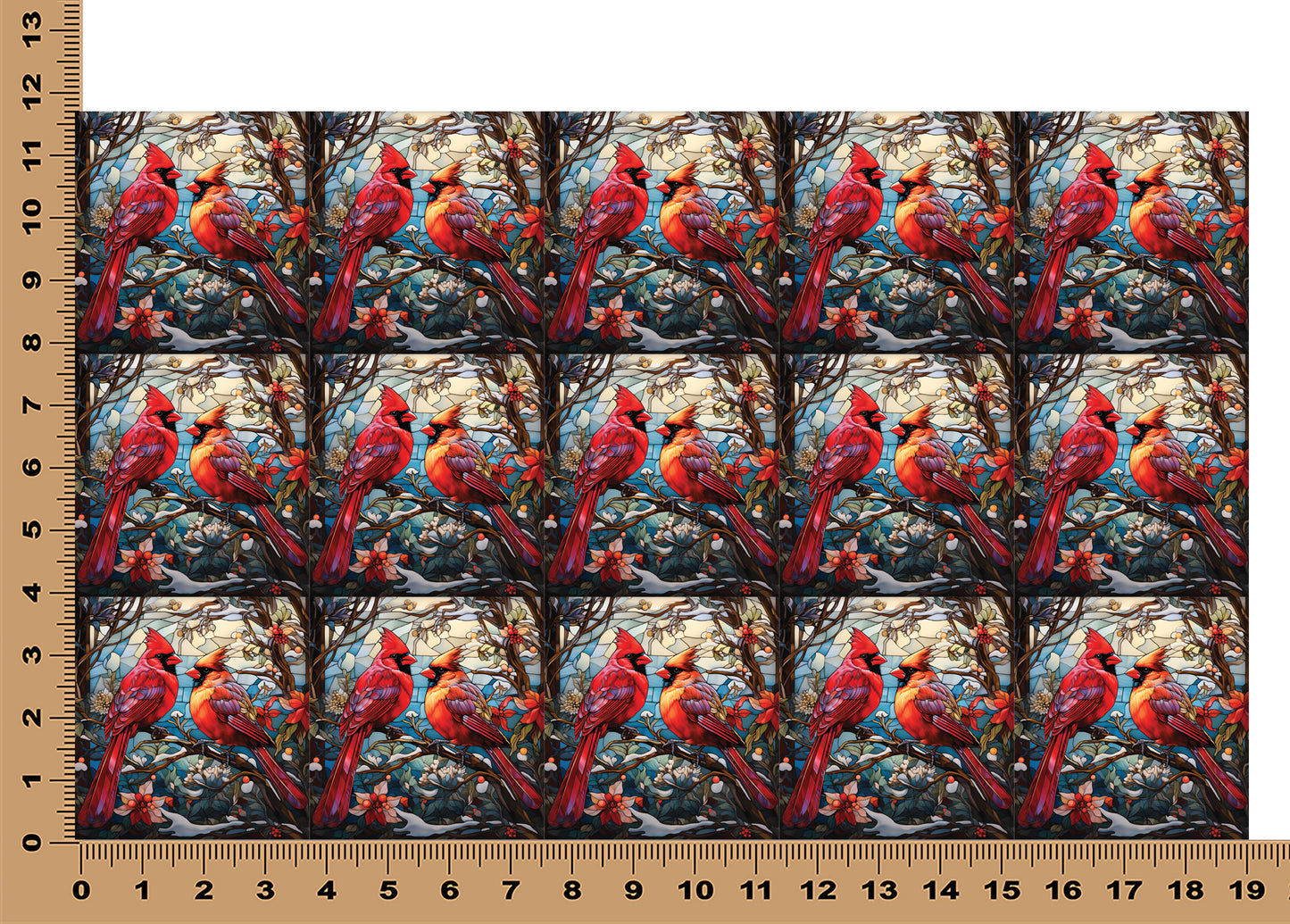 DecoCraft - Elevated Texture - Cherokee Rose - Realistic Stained Glass - Winter Birds - Cardinals