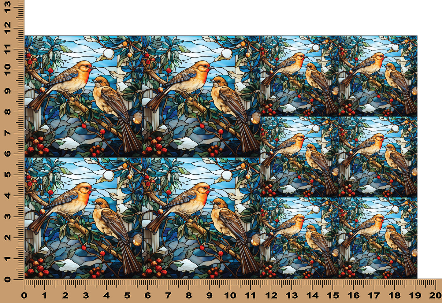 DecoCraft - Elevated Texture - Cherokee Rose - Realistic Stained Glass - Winter Birds -Robins