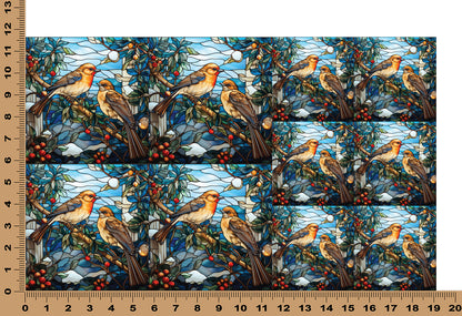 DecoCraft - Elevated Texture - Cherokee Rose - Realistic Stained Glass - Winter Birds -Robins