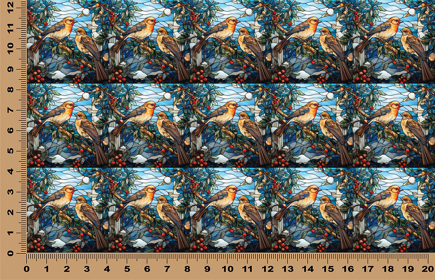 DecoCraft - Elevated Texture - Cherokee Rose - Realistic Stained Glass - Winter Birds -Robins