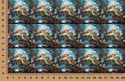 DecoCraft - Elevated Texture - Cherokee Rose - Realistic Stained Glass - Winter Birds -Robins