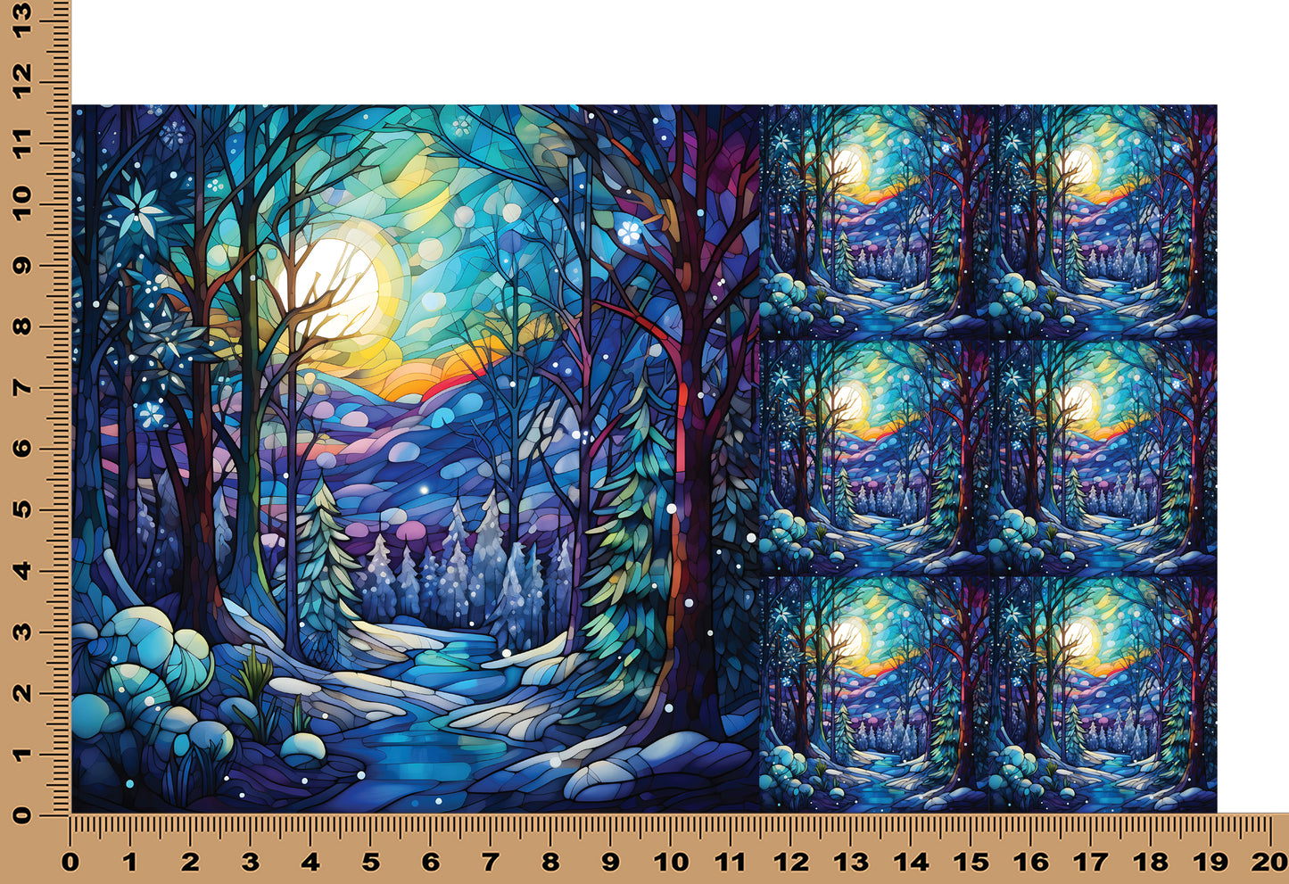 DecoCraft - Elevated Texture - Cherokee Rose - Realistic Stained Glass - Winter Landscape - Winter Forest