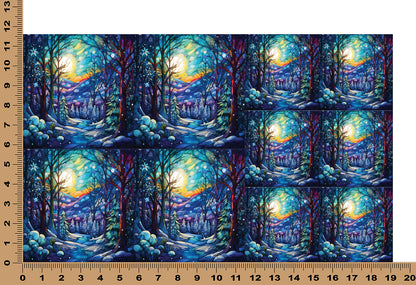 DecoCraft - Elevated Texture - Cherokee Rose - Realistic Stained Glass - Winter Landscape - Winter Forest