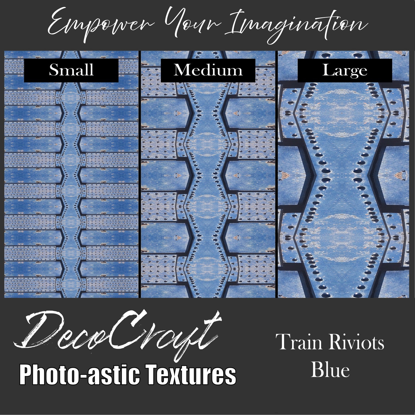 DecoCraft - Photo-astic Textures (Flat) -Valley of Fire - Train Rivets - Blue - Multiple sizes available