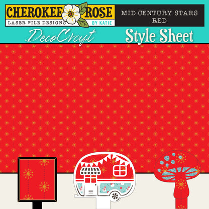 DecoCraft - Cherokee Rose - Style Sheet - Midcentury Stars - Red