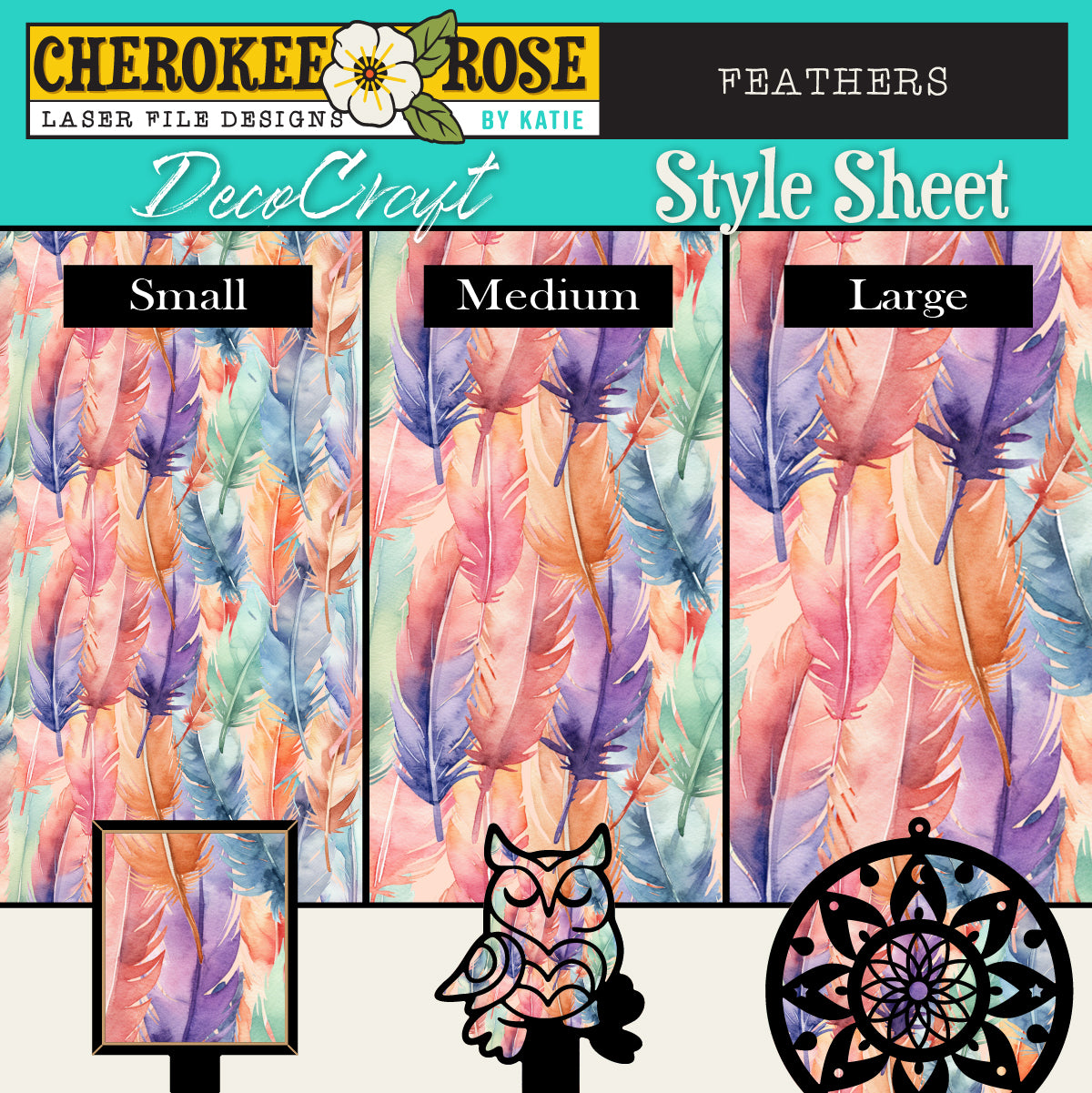 DecoCraft - Cherokee Rose - Style Sheet - Feathers