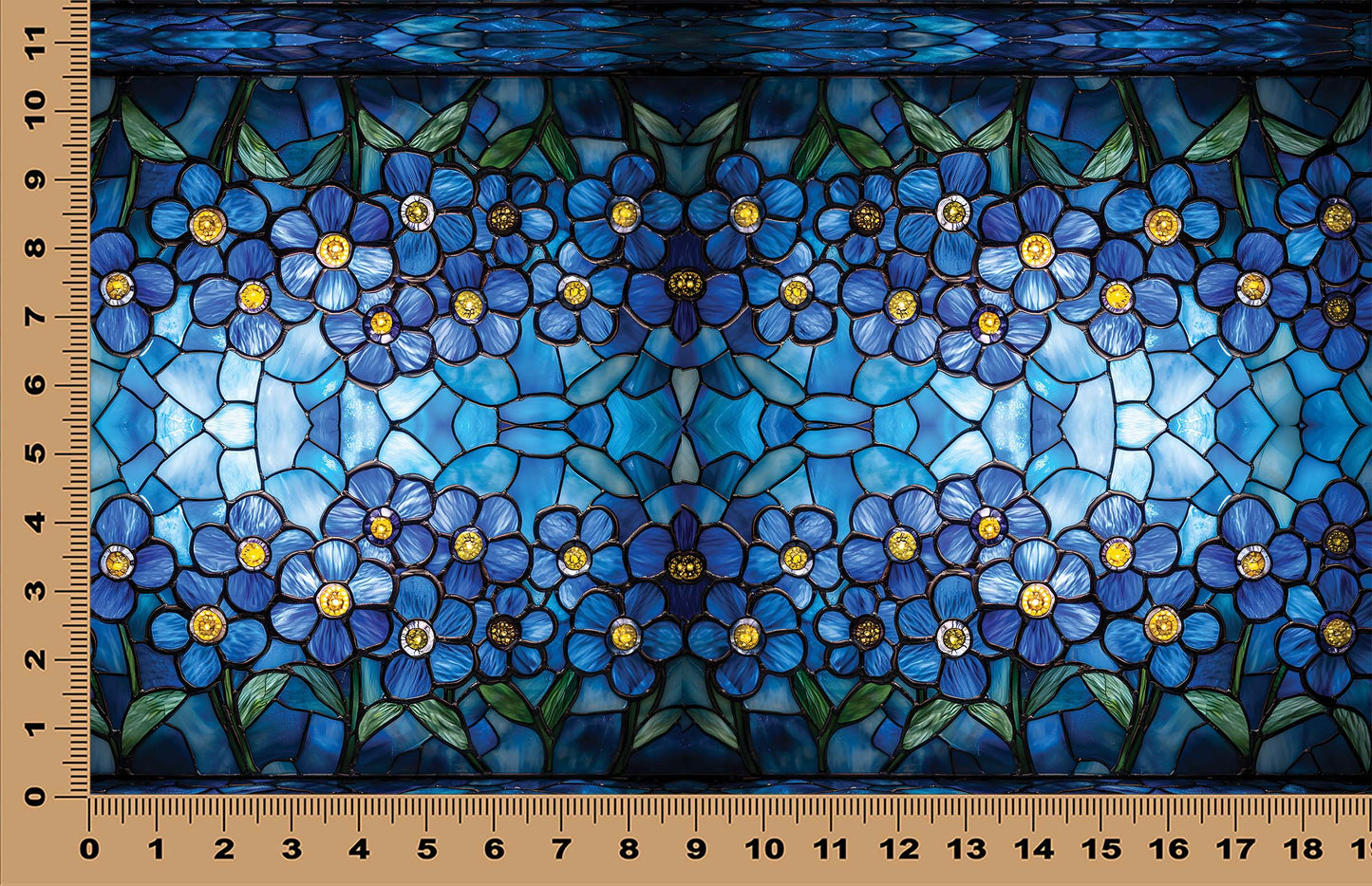 DecoCraft - Elevated Textures - Realistic Stained Glass  - Blue Flowers