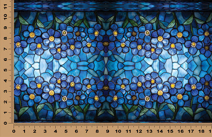 DecoCraft - Elevated Textures - Realistic Stained Glass  - Blue Flowers