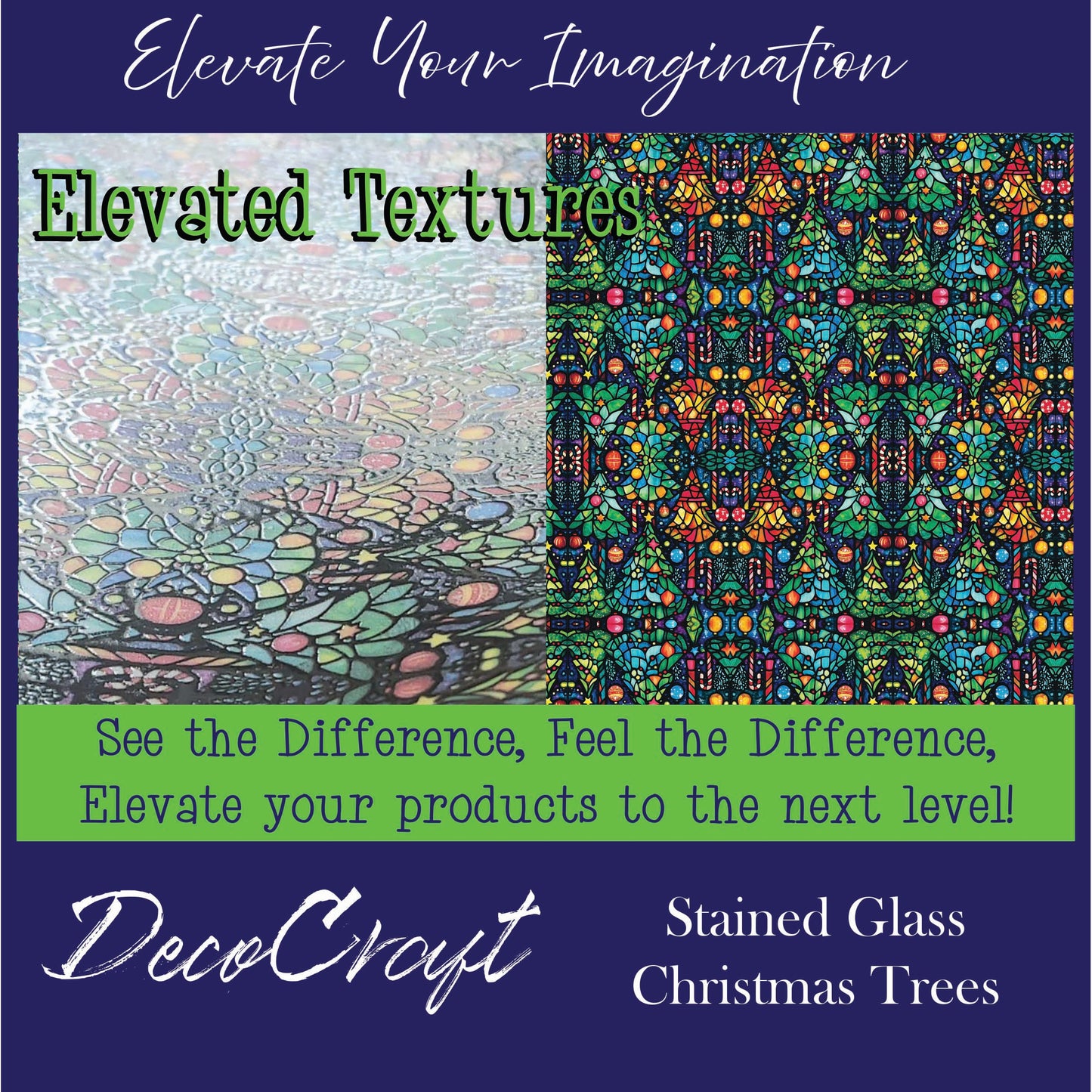 DecoCraft - Elevated Textures - Realistic Stained Glass - Christmas Trees