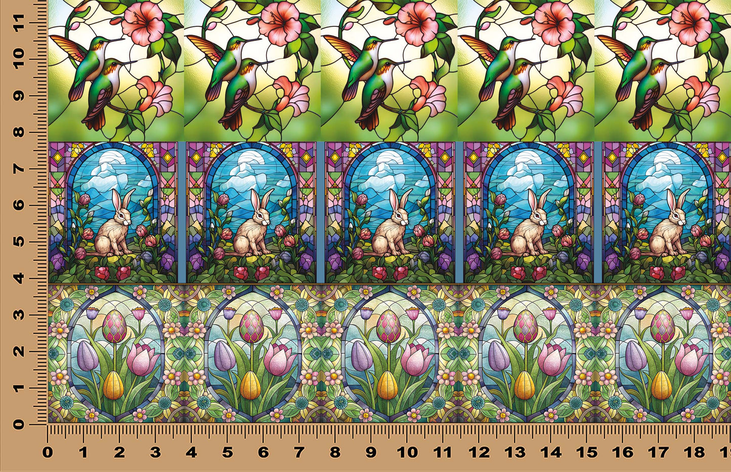 DecoCraft - Elevated Texture - Cherokee Rose - Realistic Stained Glass - Blooms & Bunny