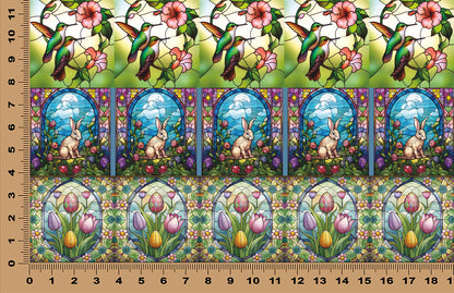 DecoCraft - Elevated Texture - Cherokee Rose - Realistic Stained Glass - Blooms & Bunny