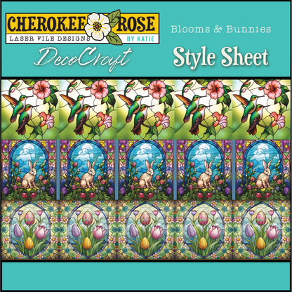 DecoCraft - Elevated Texture - Cherokee Rose - Realistic Stained Glass - Blooms & Bunny