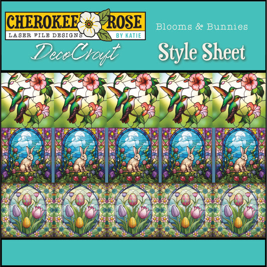 DecoCraft - Elevated Texture - Cherokee Rose - Realistic Stained Glass - Blooms & Bunny