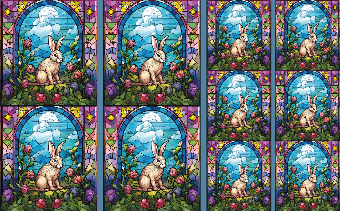 DecoCraft - Elevated Texture - Cherokee Rose - Realistic Stained Glass - Blooms & Bunny - Rabbit