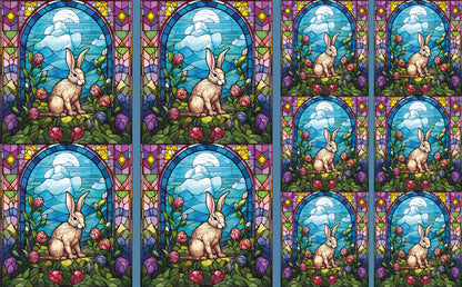 DecoCraft - Elevated Texture - Cherokee Rose - Realistic Stained Glass - Blooms & Bunny - Rabbit