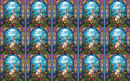 DecoCraft - Elevated Texture - Cherokee Rose - Realistic Stained Glass - Blooms & Bunny - Rabbit
