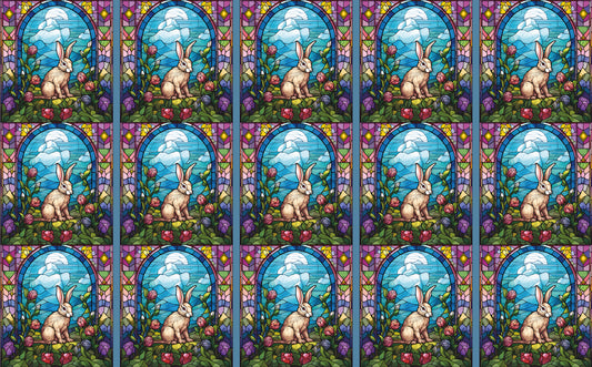 DecoCraft - Elevated Texture - Realistic Stained Glass - Blooms & Bunny - Rabbit