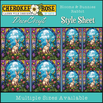 DecoCraft - Elevated Texture - Cherokee Rose - Realistic Stained Glass - Blooms & Bunny - Rabbit
