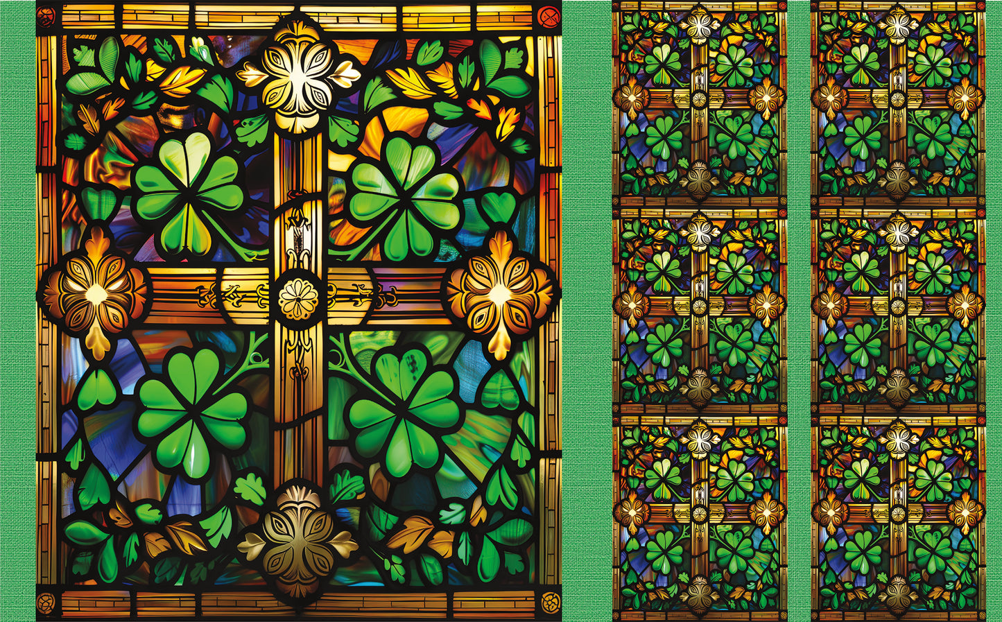 DecoCraft - Elevated Texture - Cherokee Rose - Realistic Stained Glass - Lucky Shamrocks - Celtic Garden Glass