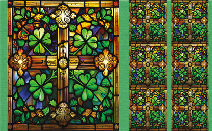 DecoCraft - Elevated Texture - Cherokee Rose - Realistic Stained Glass - Lucky Shamrocks - Celtic Garden Glass