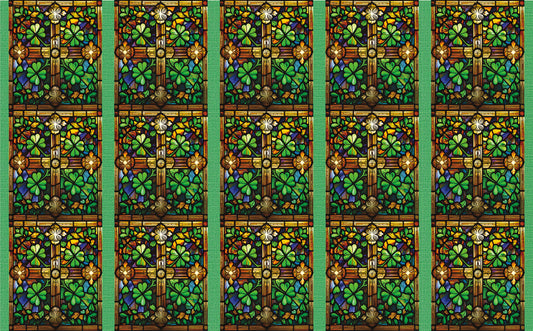 DecoCraft - Elevated Texture - Realistic Stained Glass - Lucky Shamrocks - Celtic Garden Glass