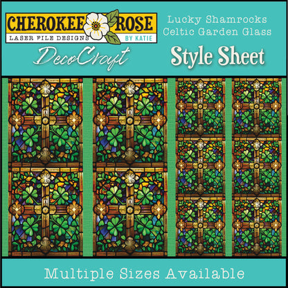 DecoCraft - Elevated Texture - Cherokee Rose - Realistic Stained Glass - Lucky Shamrocks - Celtic Garden Glass