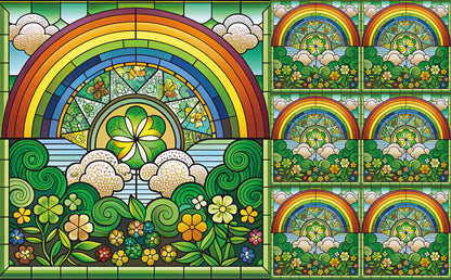 DecoCraft - Elevated Texture - Cherokee Rose - Realistic Stained Glass - Lucky Shamrocks - Rainbow Valley