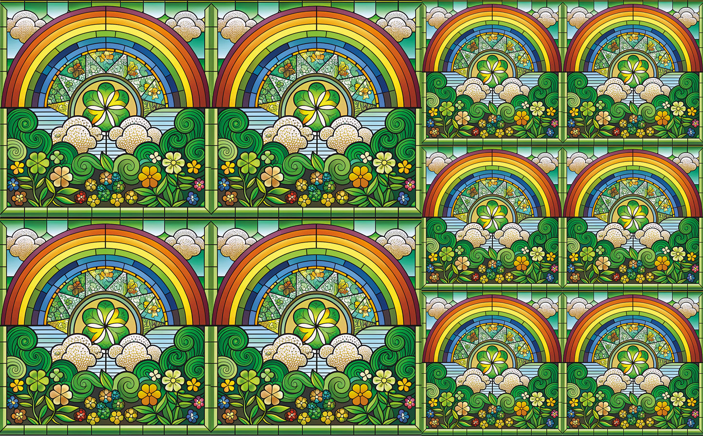 DecoCraft - Elevated Texture - Cherokee Rose - Realistic Stained Glass - Lucky Shamrocks - Rainbow Valley