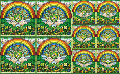 DecoCraft - Elevated Texture - Cherokee Rose - Realistic Stained Glass - Lucky Shamrocks - Rainbow Valley
