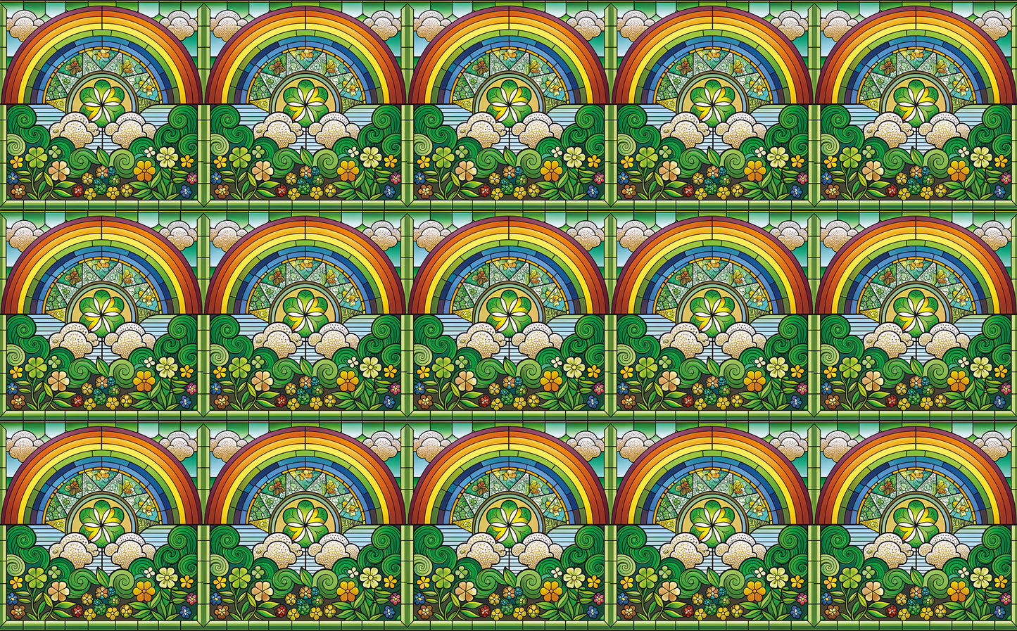 DecoCraft - Elevated Texture - Cherokee Rose - Realistic Stained Glass - Lucky Shamrocks - Rainbow Valley