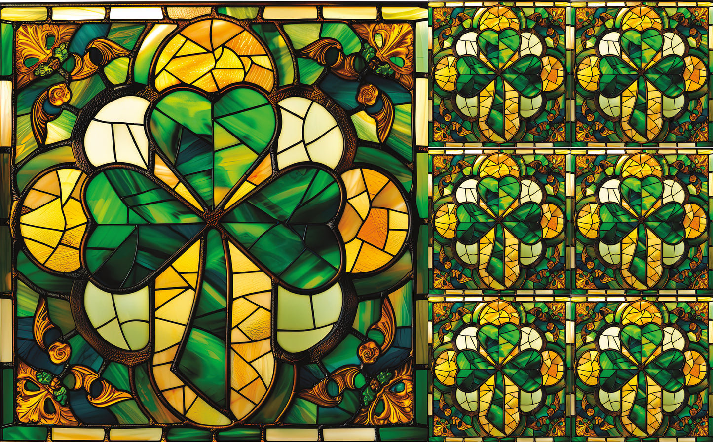 DecoCraft - Elevated Texture - Cherokee Rose - Realistic Stained Glass - Lucky Shamrocks - Golden Shamrock