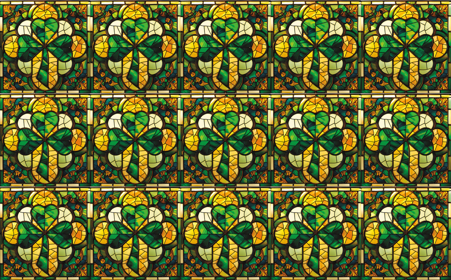 DecoCraft - Elevated Texture - Cherokee Rose - Realistic Stained Glass - Lucky Shamrocks - Golden Shamrock
