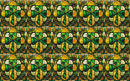 DecoCraft - Elevated Texture - Cherokee Rose - Realistic Stained Glass - Lucky Shamrocks - Golden Shamrock