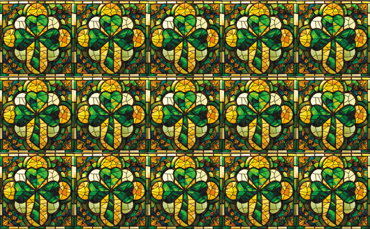 DecoCraft - Elevated Texture - Realistic Stained Glass - Lucky Shamrocks - Golden Shamrock