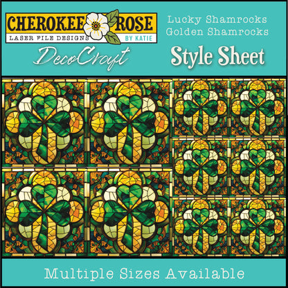 DecoCraft - Elevated Texture - Cherokee Rose - Realistic Stained Glass - Lucky Shamrocks - Golden Shamrock