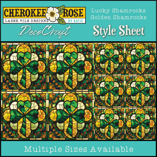 DecoCraft - Elevated Texture - Cherokee Rose - Realistic Stained Glass - Lucky Shamrocks - Golden Shamrock