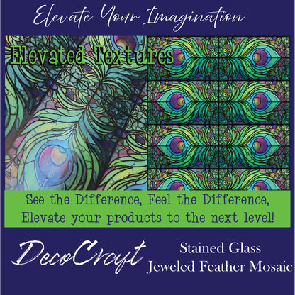 DecoCraft - Elevated Textures - Realistic Stained Glass - Jeweled Feather Mosaic