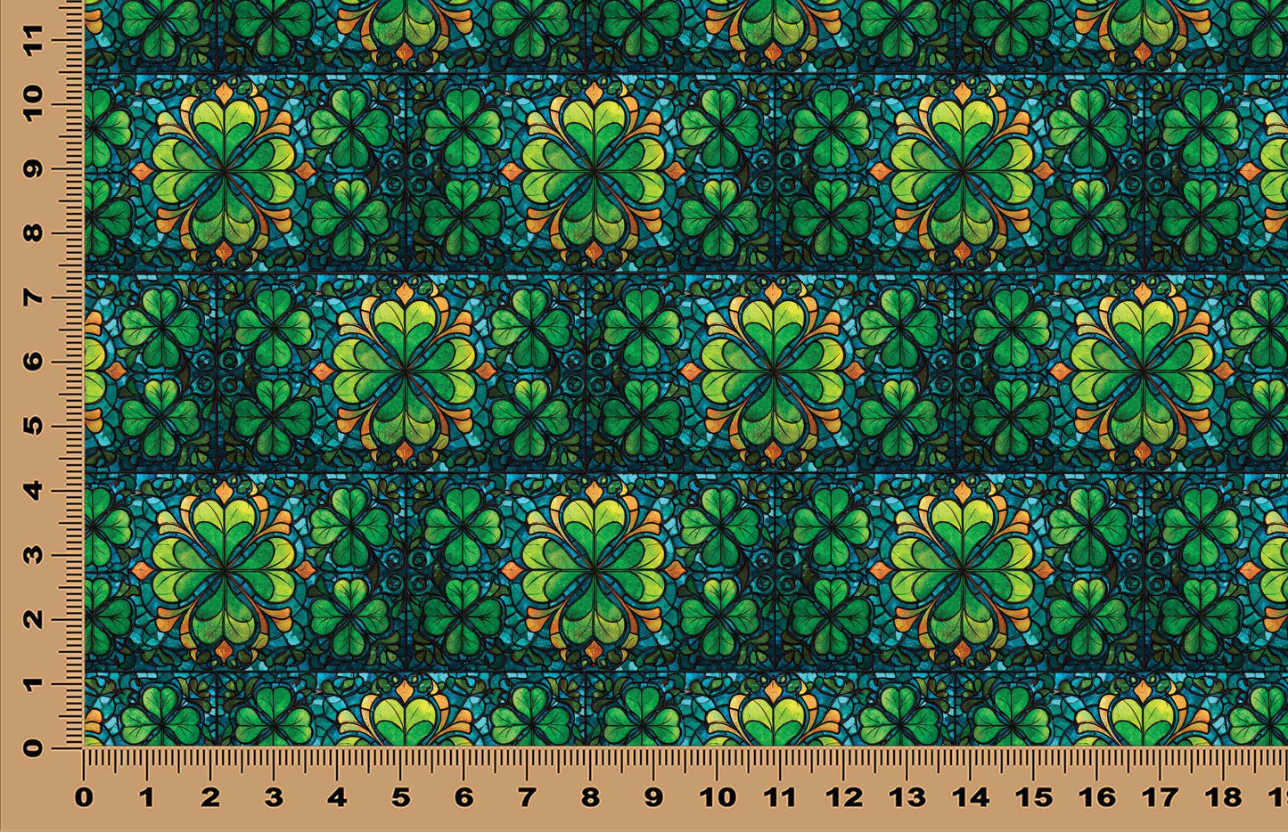 DecoCraft - Elevated Textures - Realistic Stained Glass - Emerald Shamrocks