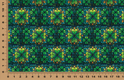 DecoCraft - Elevated Textures - Realistic Stained Glass - Emerald Shamrocks