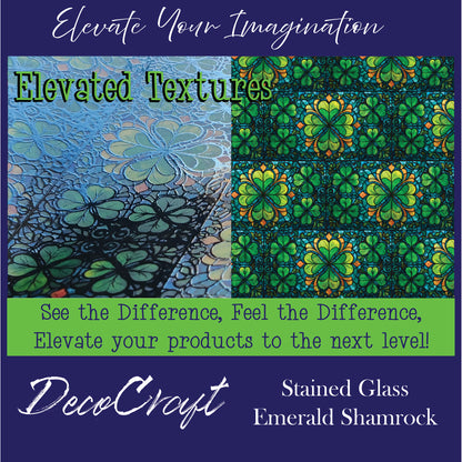 DecoCraft - Elevated Textures - Realistic Stained Glass - Emerald Shamrocks