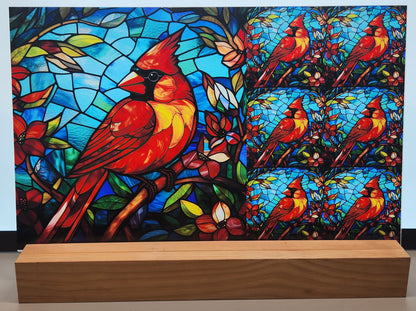 DecoCraft - Scenic Elevated Texture Tiles - Realistic Stained Glass - Cardinal