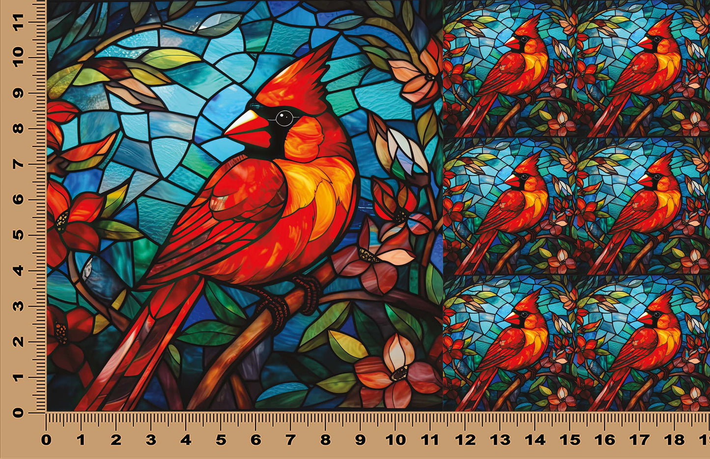 DecoCraft - Scenic Elevated Texture Tiles - Realistic Stained Glass - Cardinal