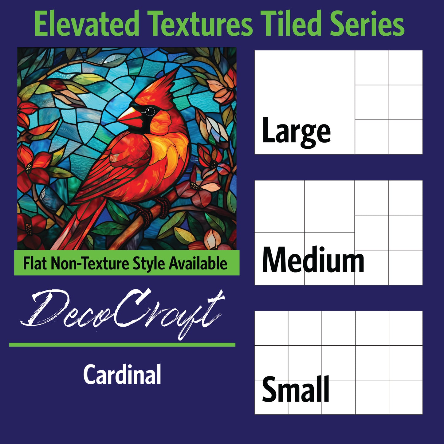 DecoCraft - Scenic Elevated Texture Tiles - Realistic Stained Glass - Cardinal