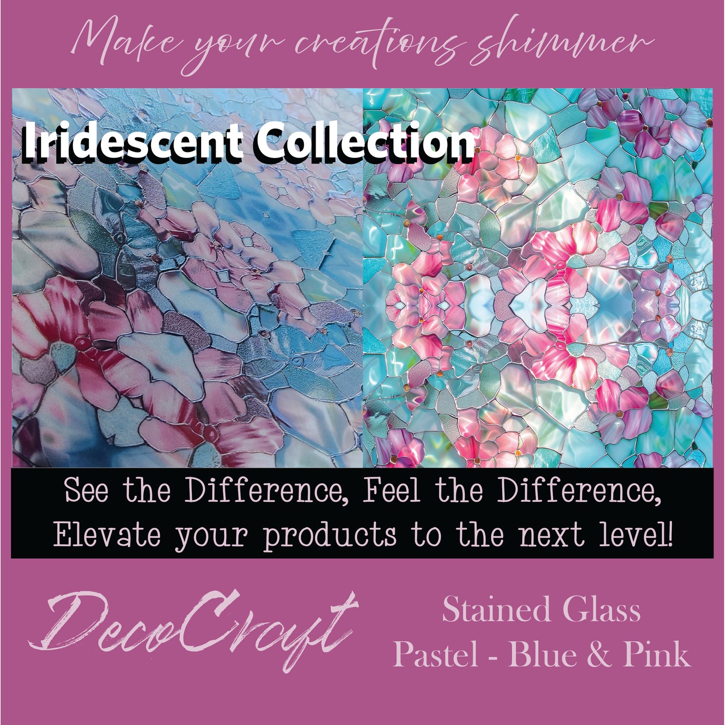 DecoCraft - Iridescent Collection - Stained Glass - Pastel Blue & Pink