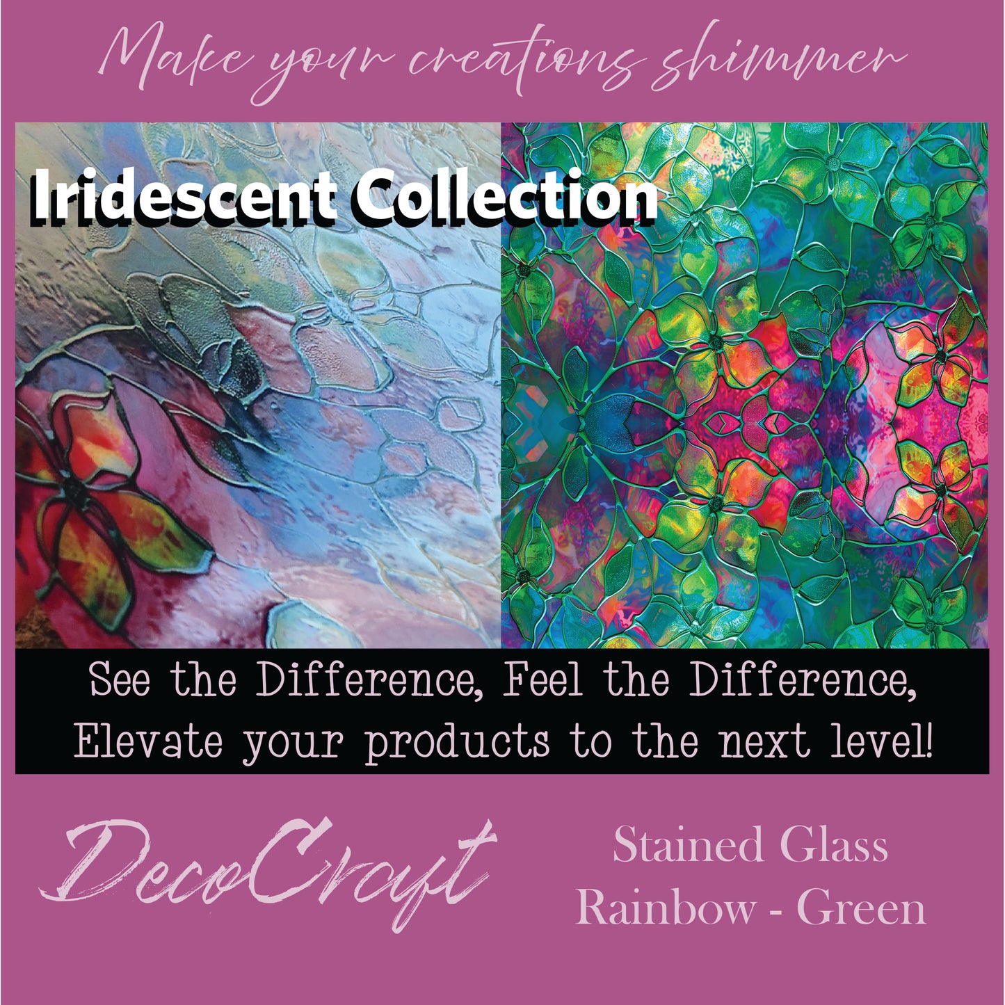 DecoCraft - Iridescent Collection - Stained Glass - Rainbow - Green