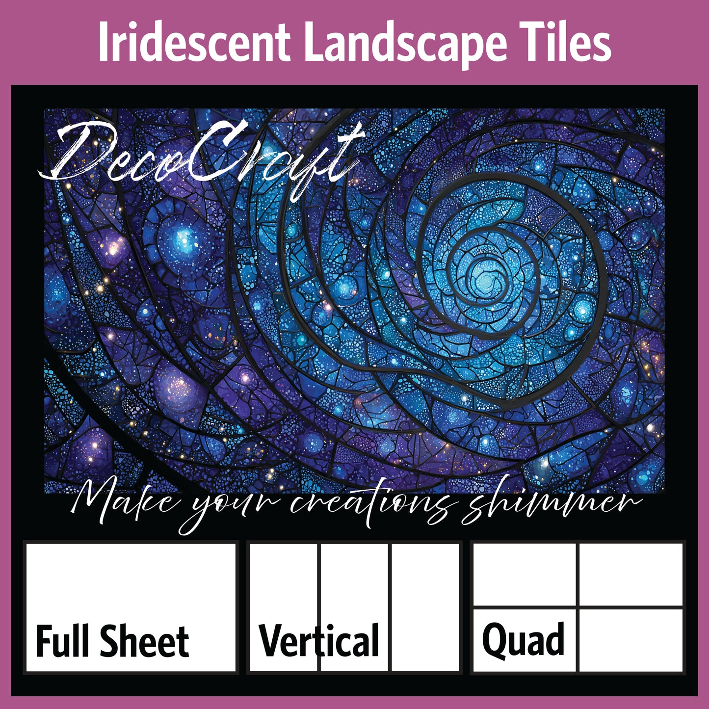 DecoCraft - Scenic Elevated Texture Tiles - Iridescent Collection - Galaxy Spiral Mosaic