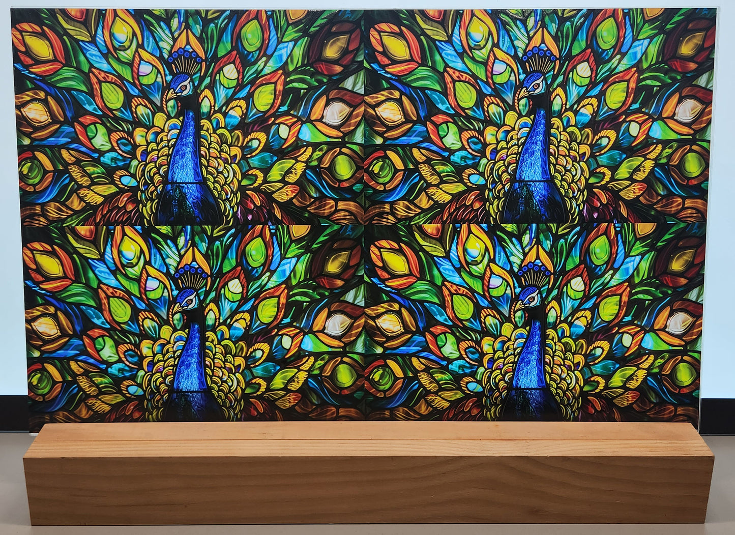 DecoCraft - Scenic Elevated Texture Tiles - Realistic Stained Glass -Peacock