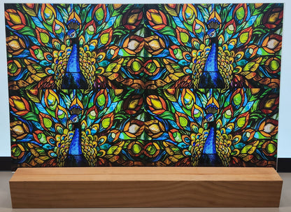 DecoCraft - Scenic Elevated Texture Tiles - Realistic Stained Glass -Peacock