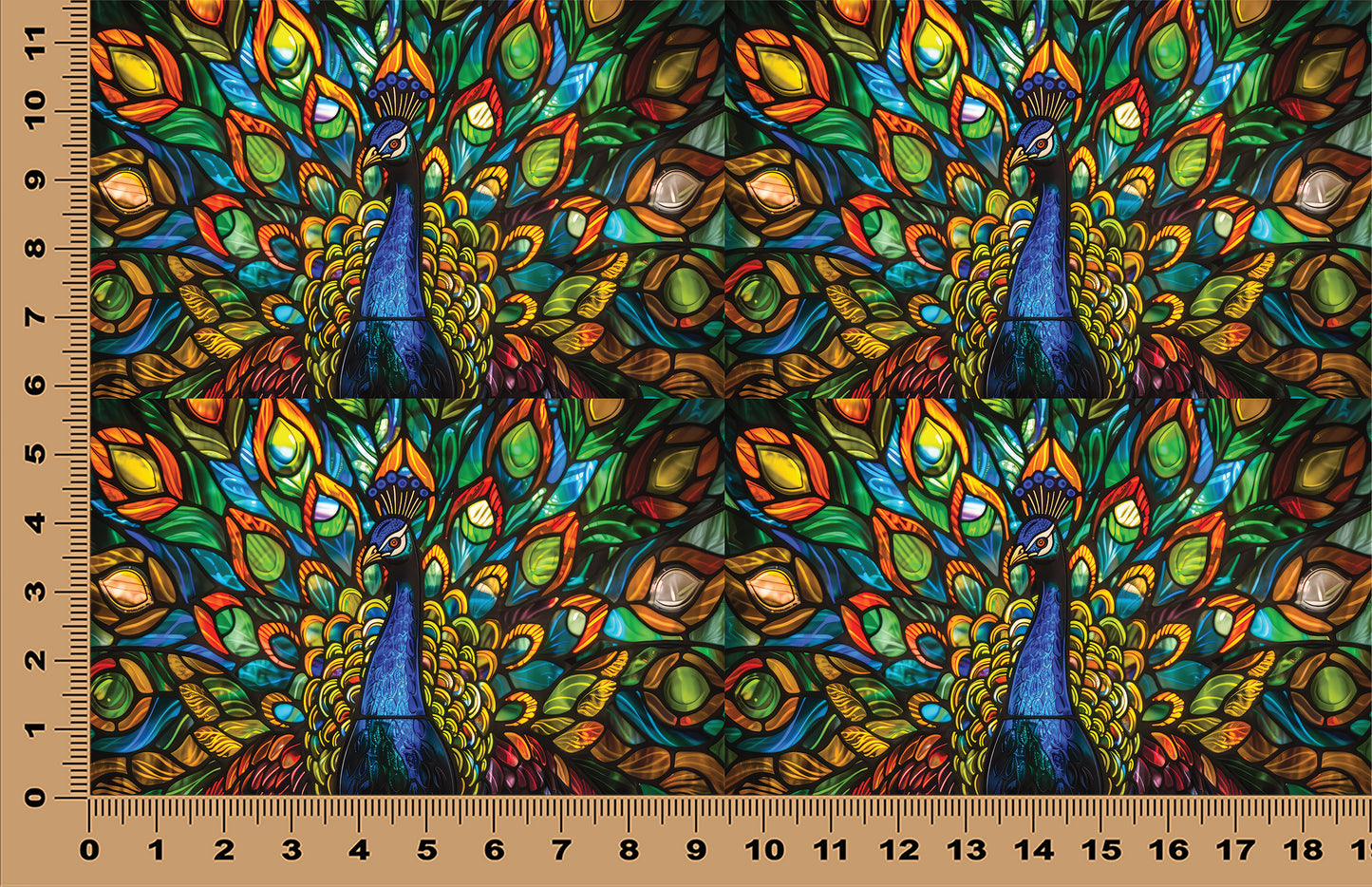 DecoCraft - Scenic Elevated Texture Tiles - Realistic Stained Glass -Peacock