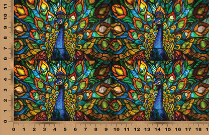 DecoCraft - Scenic Elevated Texture Tiles - Realistic Stained Glass -Peacock